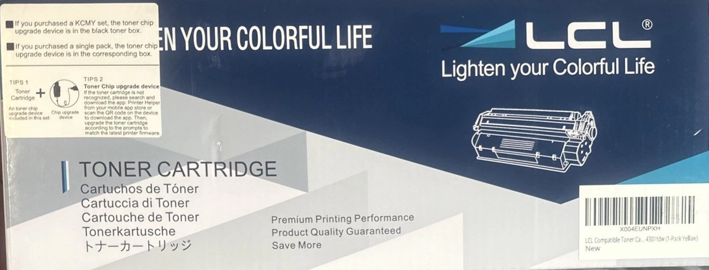 New LCL Toner Cartridge Yellow LCL-W2102A With Chip Upgrade Device