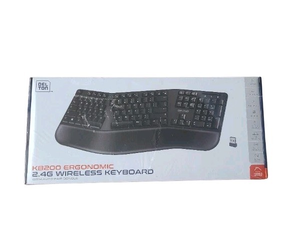 NEW UNOPENED BOX Delton KB200 Ergonomic 2.4G Wireless Keyboard - Black 