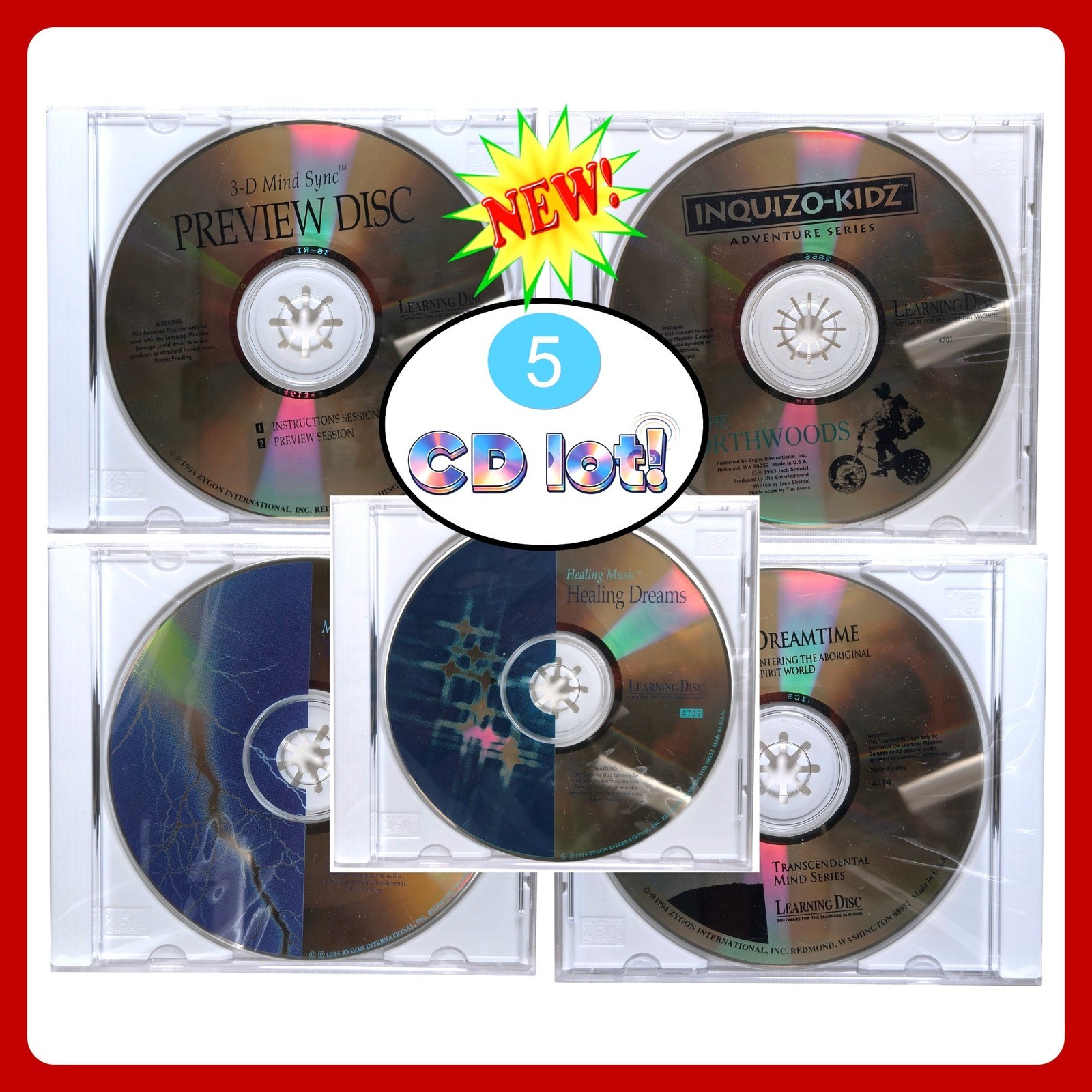 Zygon International The Learning Machine Software Disc Lot 5pc 1994 Audio System