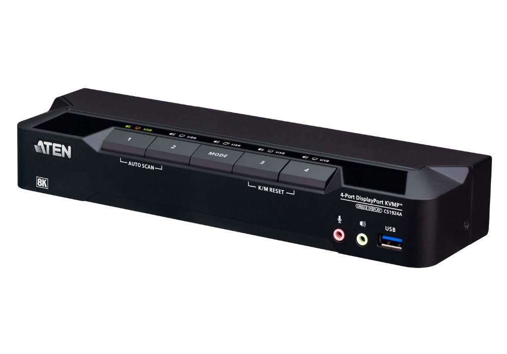 Aten Desktop 4-Port USB 3.0 8K DisplayPort KVMP Switch (Cables included)