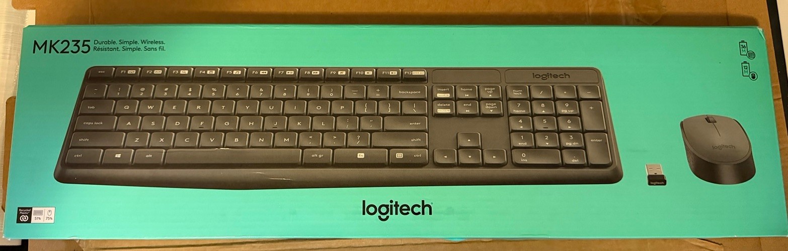 Logitech MK235 Wireless Keyboard Mouse Combo 2.4GHz USB Receiver NEW PC
