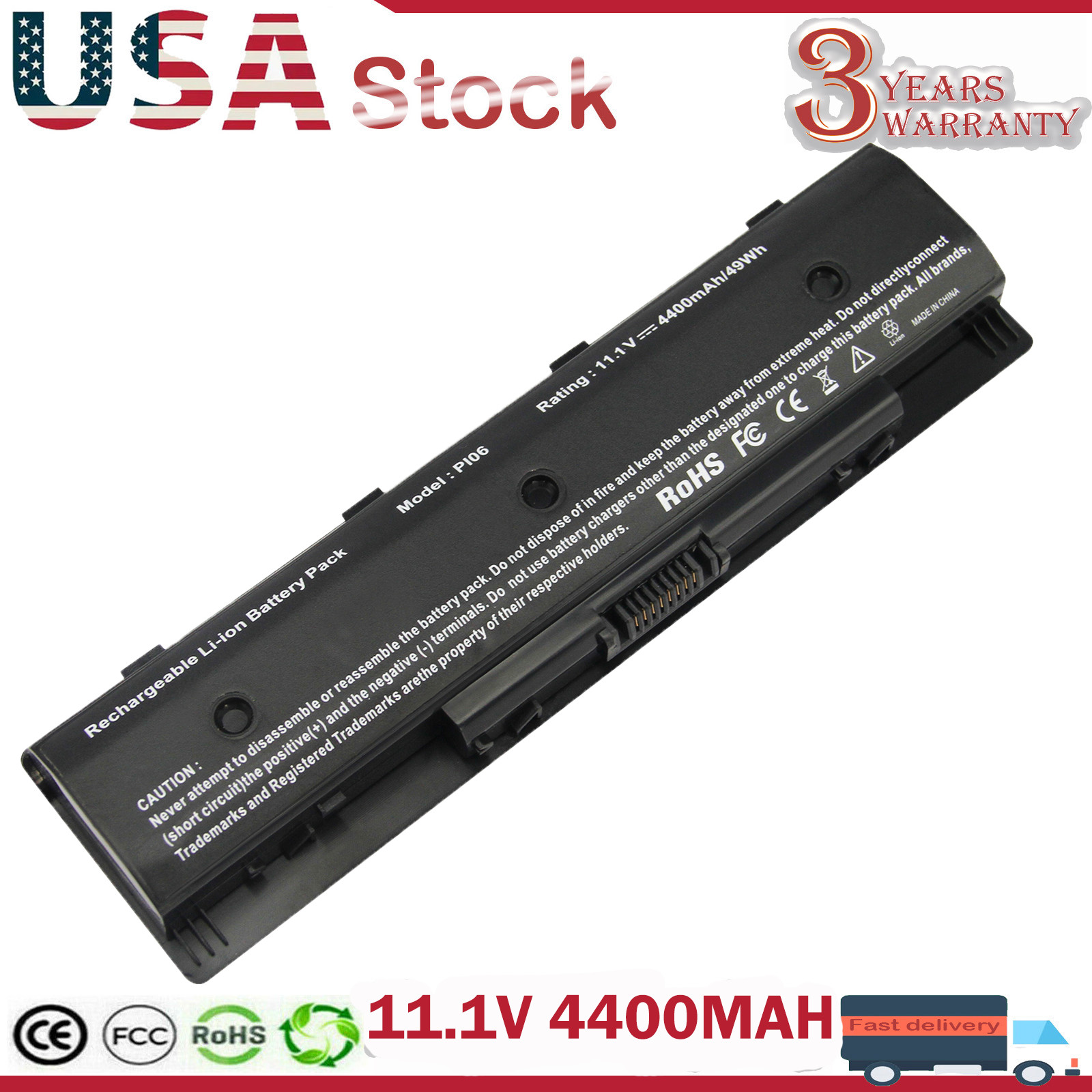 Spare 4400mAh Battery For HP P106 Pi06 HSTNN-UB4N HSTNN-YB4N 709988-541 TPN-Q122