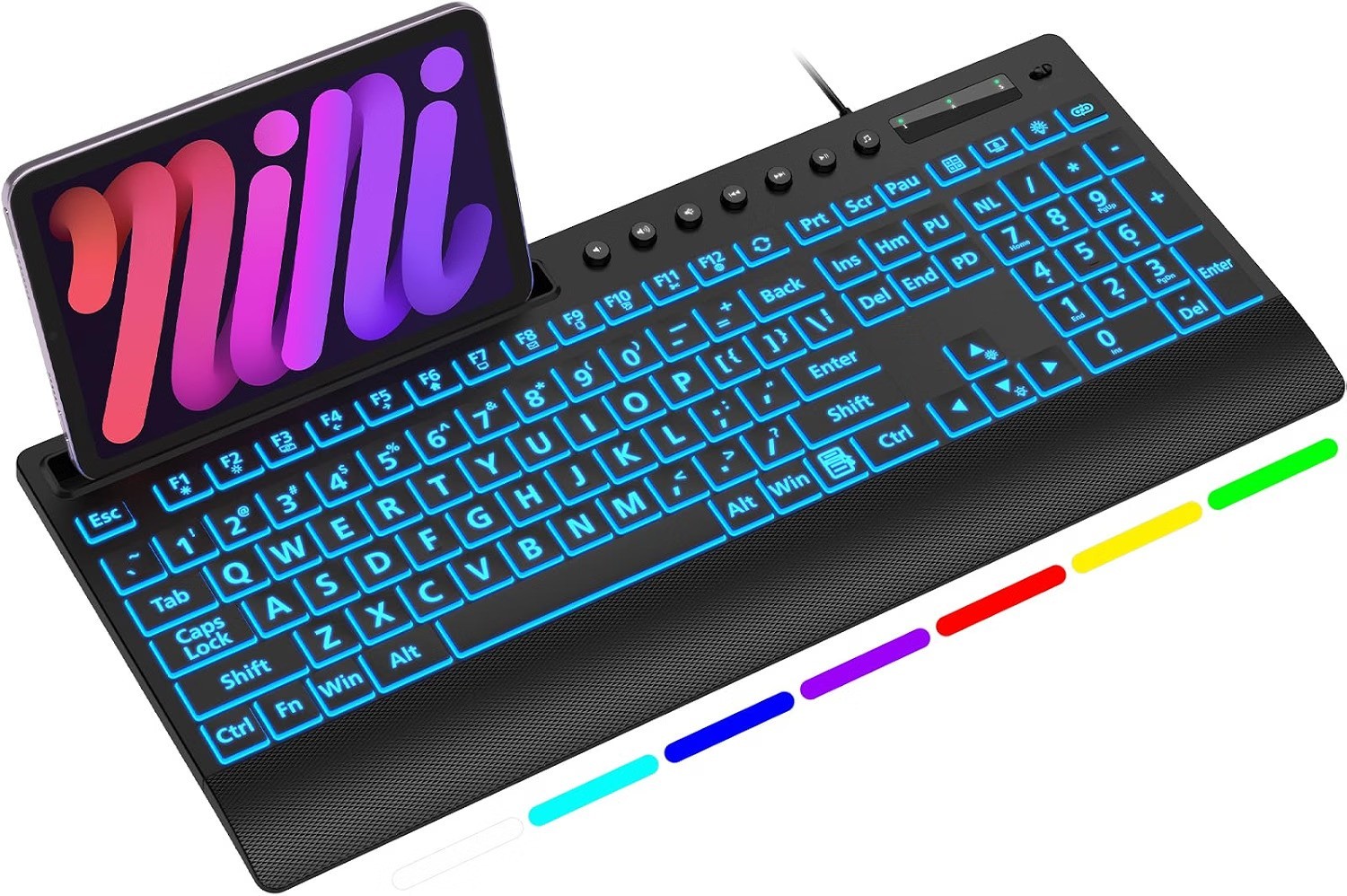 SABLUTE Wired Large Print Backlit Keyboard with Wrist Rest, K31PRO