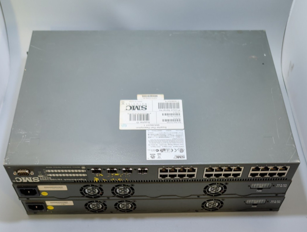 Lot of 3 SMC TigerSwitch 8624T 24-Port Gigabit Managed L2 Network Switch 1RU