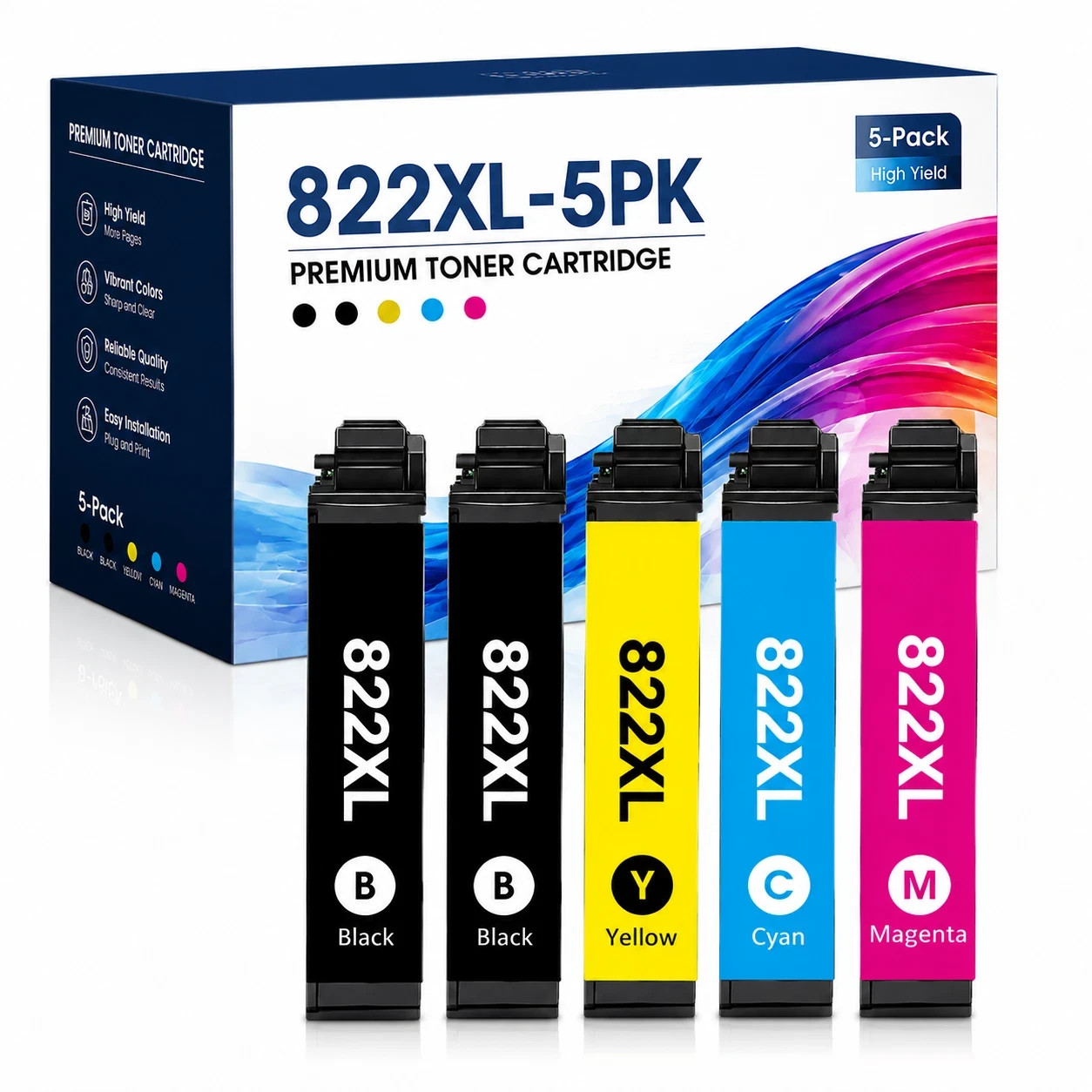 Replacement 822xl-5PK Workforce Pro WF-4830 WF-4834 WF-4833