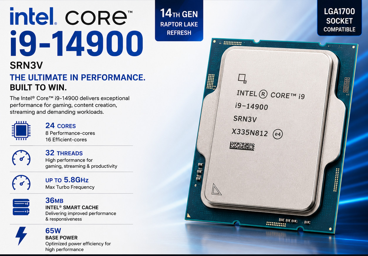 NEW Intel Core i9-14900 24-Core 5.8GHz LGA1700 i9 14900 CPU Processor SRN3V
