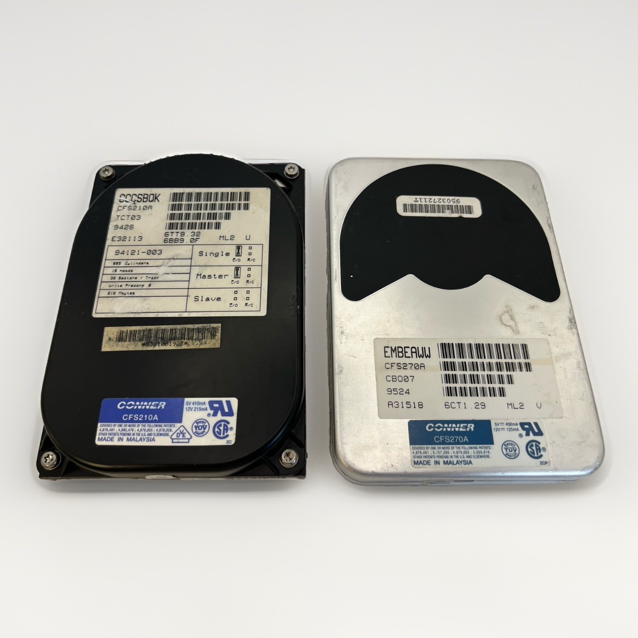 Lot of 2 Vintage Conner CFS210A 210MB & CFS270A 270MB IDE Hard Drives Untested
