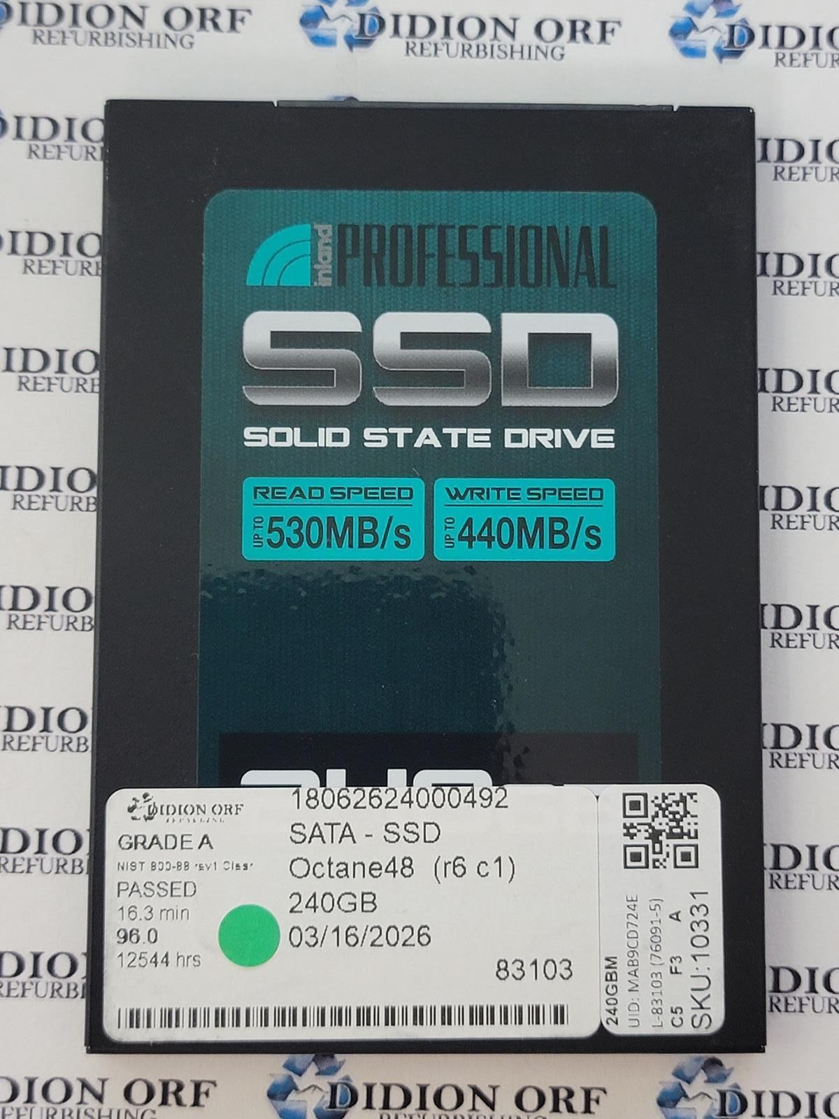 INLAND 240GB 2.5" SATA SSD 240GBM, Grade A SKU 10331