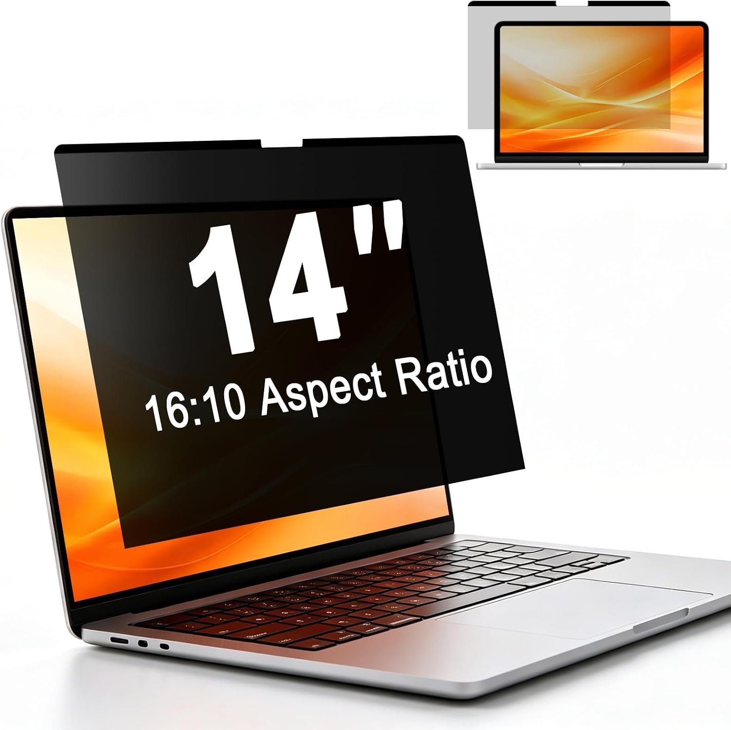 Magnetic Laptop Privacy Screen 14 Inch 16:10 - Removable Anti-Glare Filter