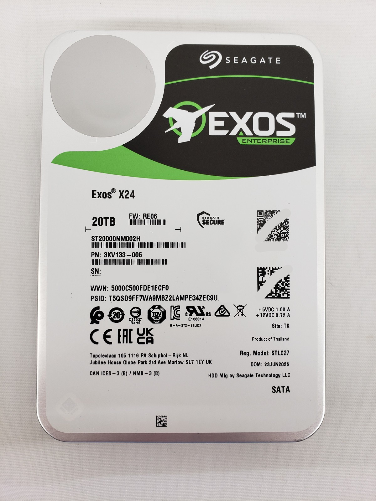 Seagate Exos X24 20TB Enterprise Hard Drive (ST20000NM002H) - w/WARRANTY