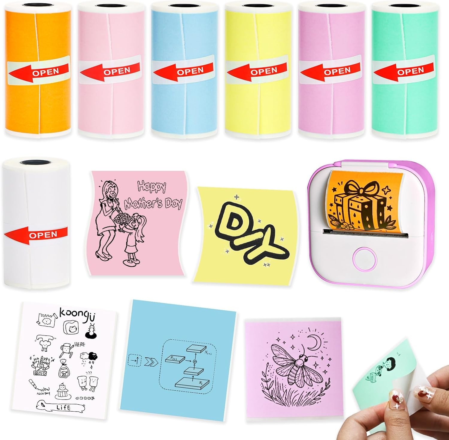 7 Rolls Mini Printer Sticker Paper 53x28mm for Phomemo T02/M02/M02S/PRO Mini