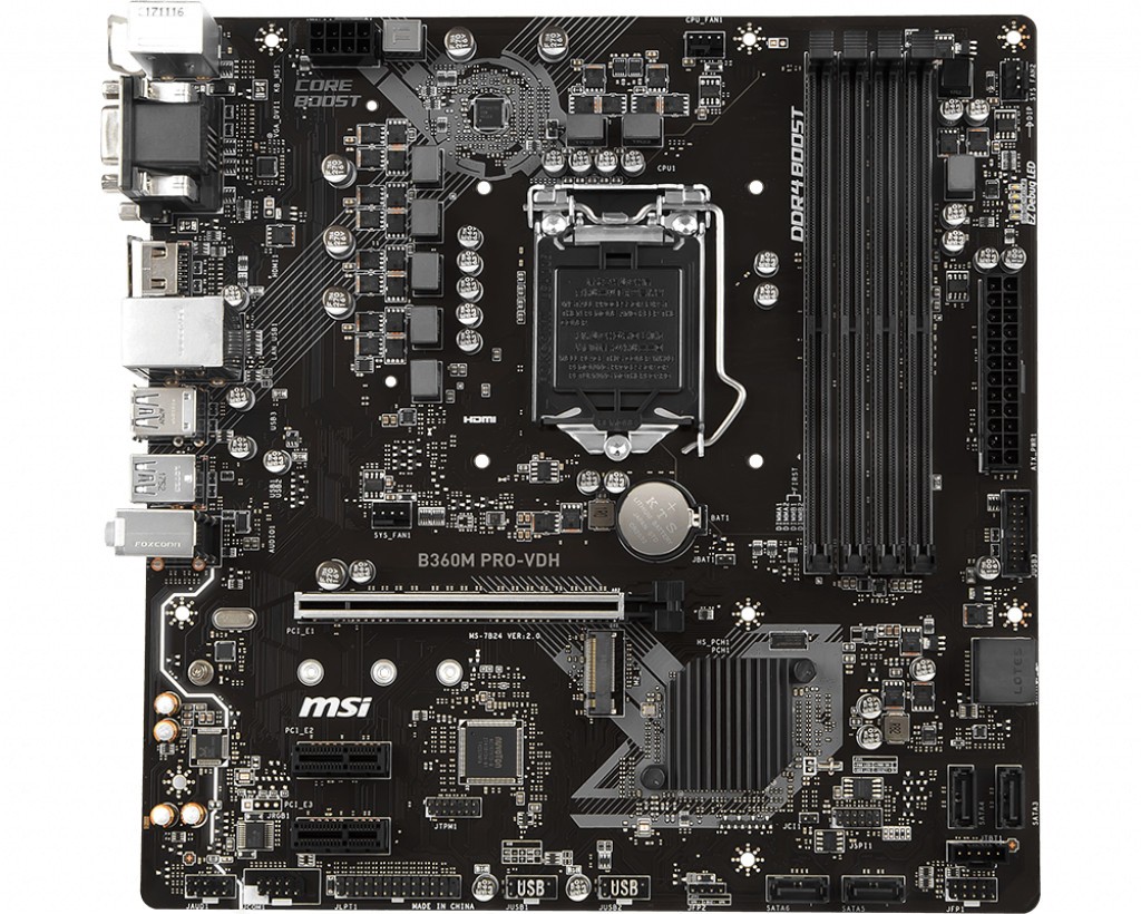 MSI B360M PRO-VDH Motherboard Intel B360 LGA 1151 DDR4 M.2 m-ATX VGA Core DVI-D