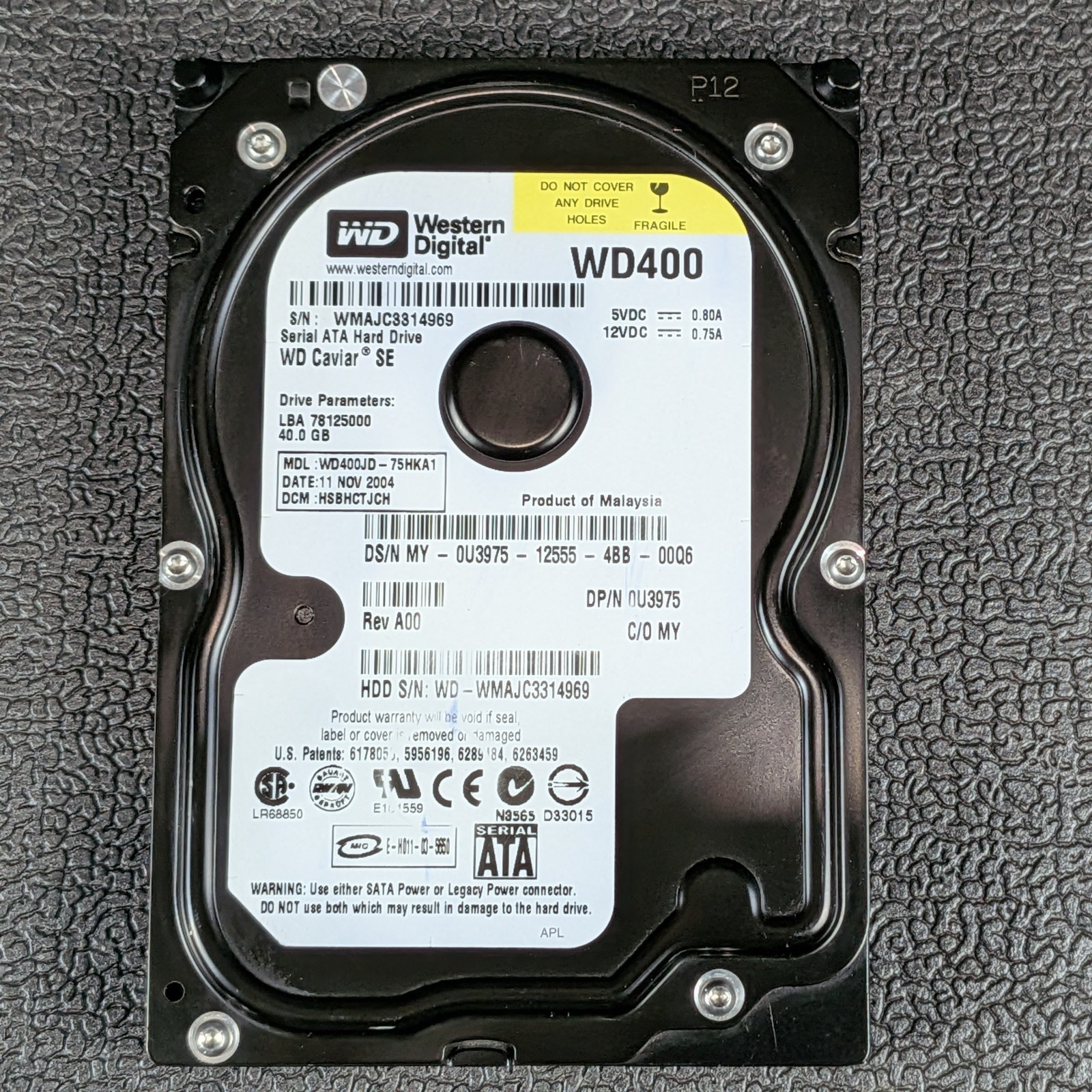Western Digital Caviar SE 40GB 3.5"  SATA Hard Drive - WD400JD-75HKA1 - TESTED