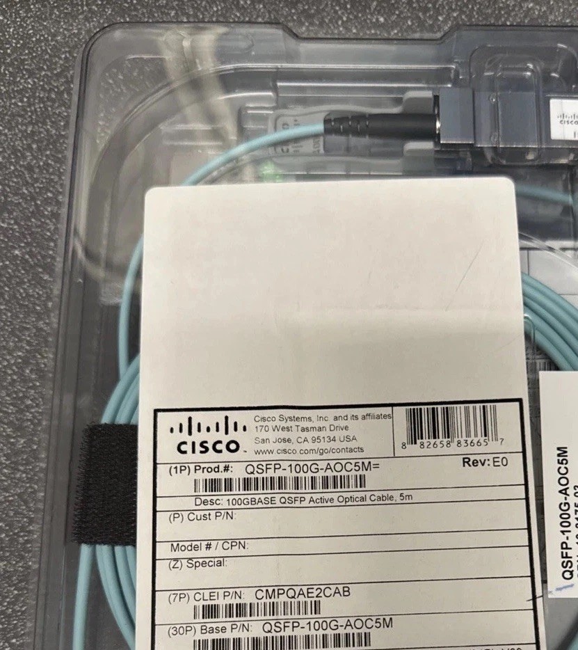 Cisco QSFP-100G-AOC5M 100GBASE QSFP Active Optical Cable, 5M  New