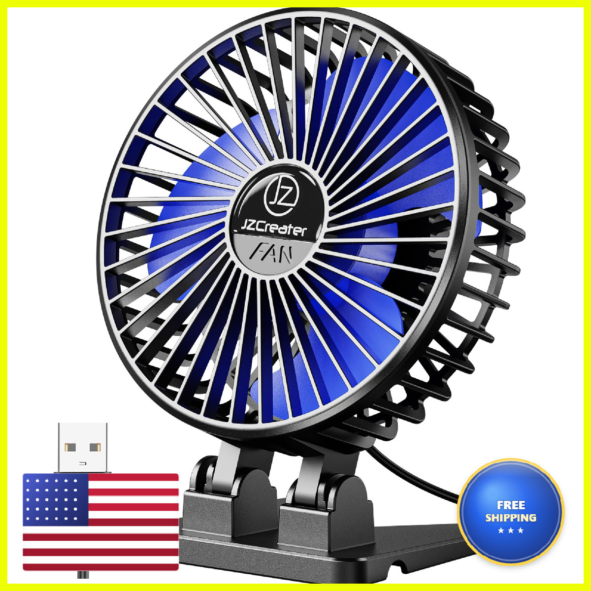 Jzcreater Usb Desk Fan Mini Portable Fans 3 Speeds Desktop Table Cooling Fan
