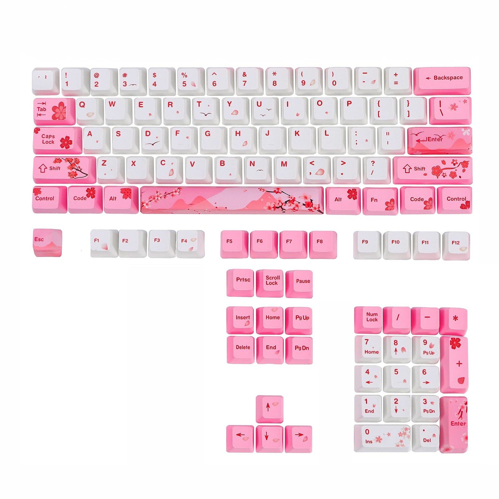 GTSP 104 Pink Keycaps Cute Japanese Custom Dye Sub OEM Profile For MX Switch