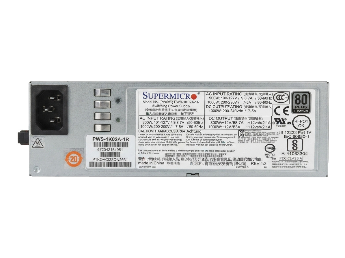 Lot of 5 Supermicro PWS-1K02A-1R PSU 1U 1000W Switching Power Supply