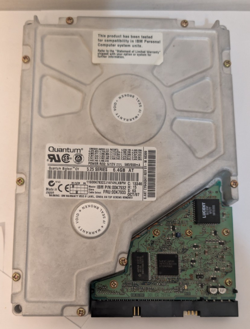 Quantum Bigfoot CY64A341 6.4GB AT 5.25 Series IDE HDD VTG Tested Working Japan