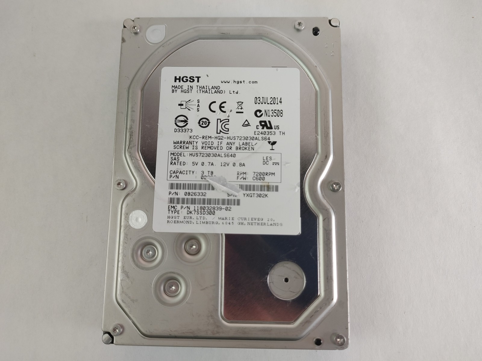 HGST EMC HUS723030ALS640 3 TB 3.5" SAS 2 Enterprise Hard Drive