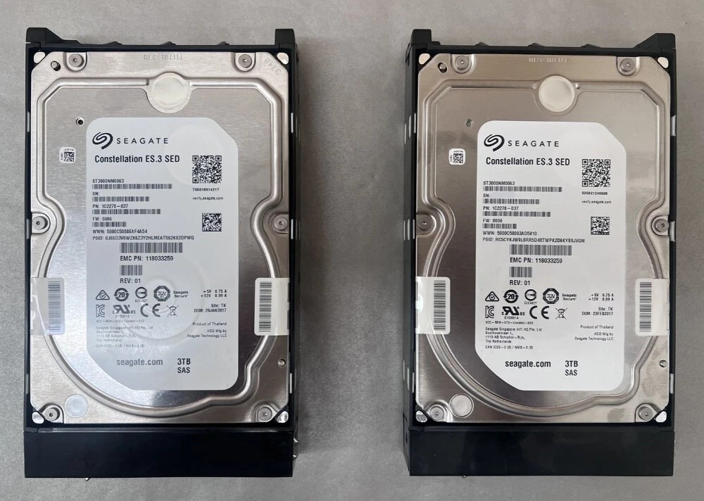 QTY 2 Dell EMC Seagate Constellation ES.3 SED 3TB SAS HDD 1C2278-037 / 118033259