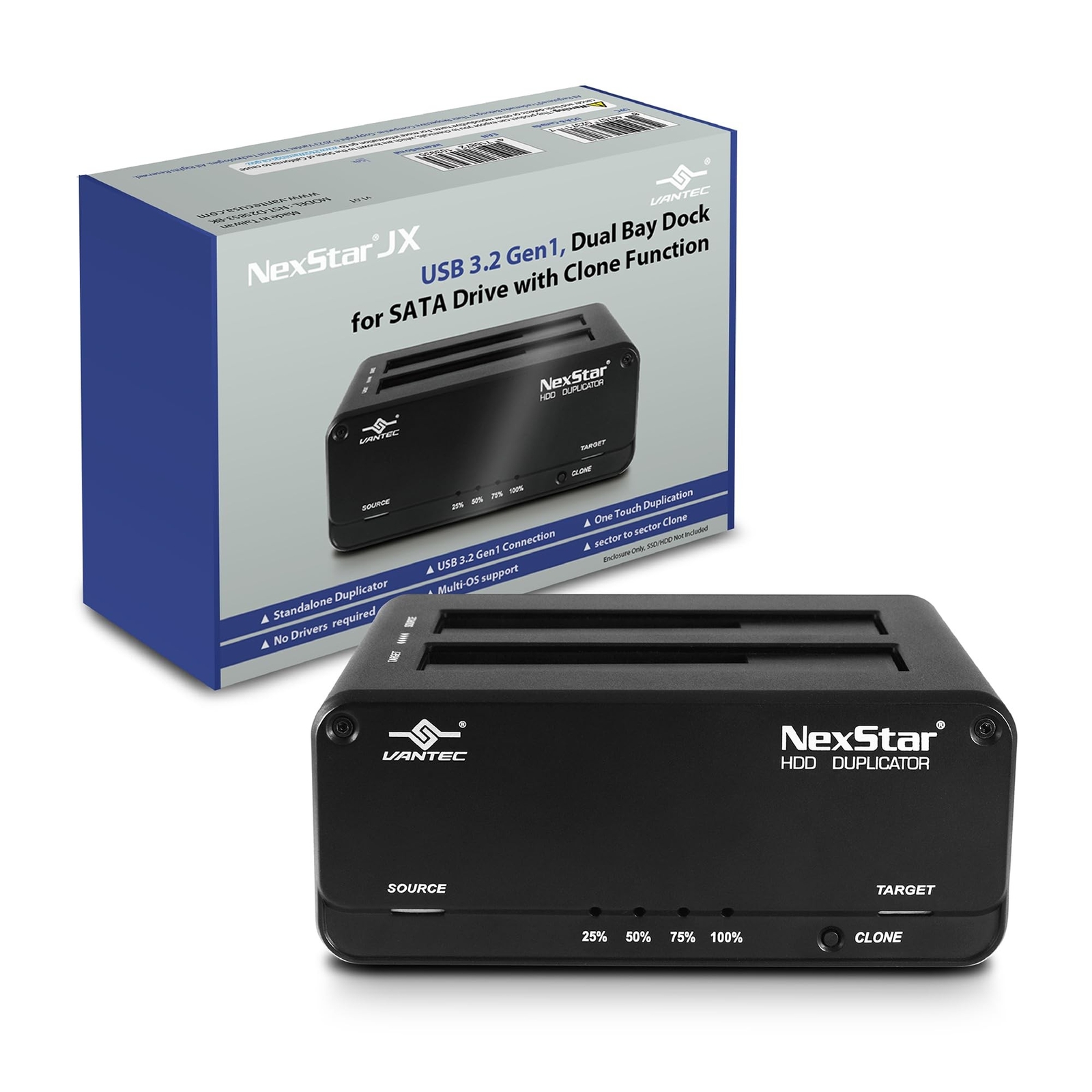 NexStar JX, USB 3.2 Gen1, Dual Bay Dock for SATA III Drive with Clone Functio...