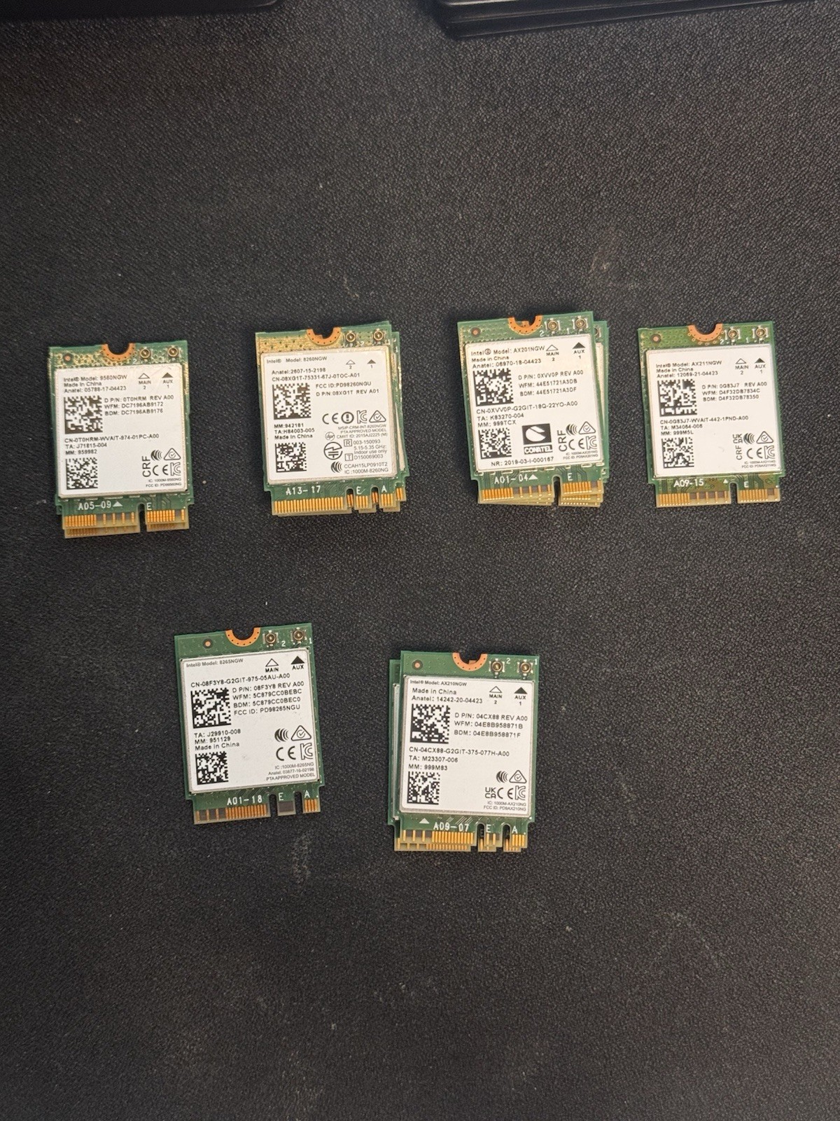 Dell Intel Wireless NIC 9560NGW, 8260NGW, AX201NGW, AX211NGW, 8265NGW, AX210NGW