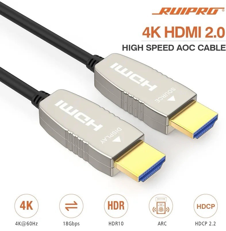 RUIPRO HDMI Fiber Optic Cable 165 Feet 18Gbps 4K@60Hz ARC HDR10 Ultra Slim 50M