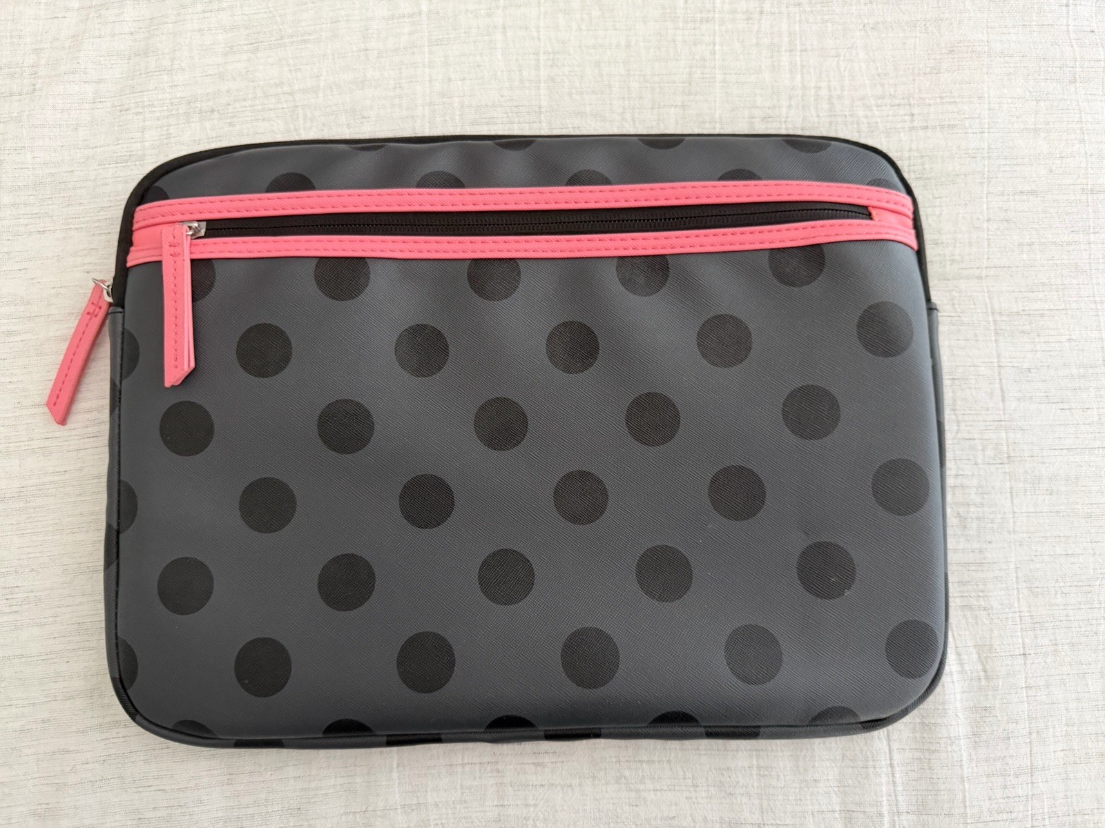 Studio C Pink & Black Polka Dot Laptop Case 14”X 10”