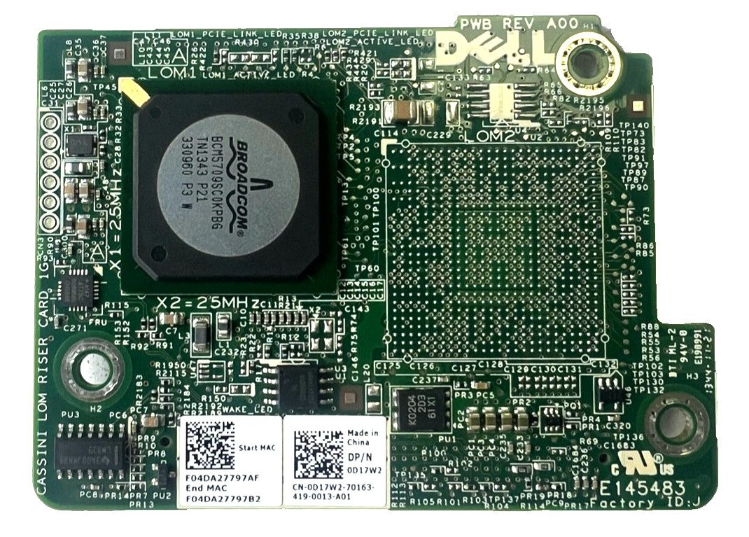 (QTY 4) Dell 0D17W2  D17W2 1GB Lan Daughter Card for Dell PowerEdge | E05D