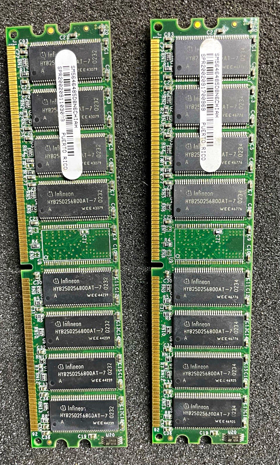 Infineon 512MB (2x256MB) DDR SDRAM PC-2100 184-Pin DIMM Non-ECC HYG25D256800AT-7