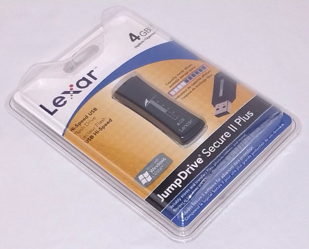 Lexar JumpDrive Secure II Plus: 4GB USB Flash Drive w/ Capacity Meter NEW Sealed
