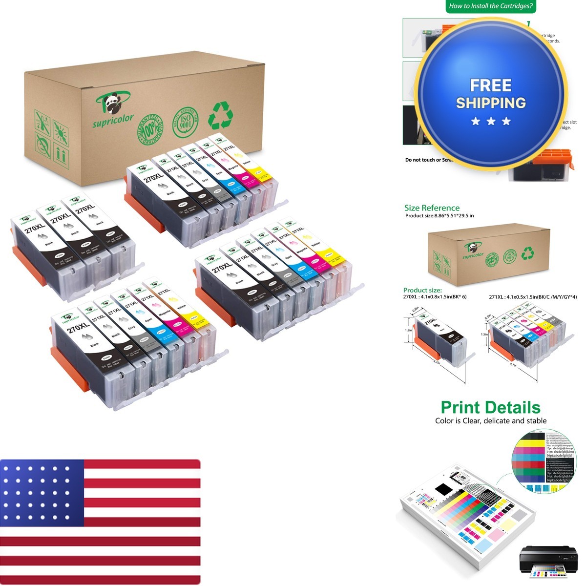 Supricolor Compatible PGI-270XL CLI-271XL Ink Cartridges, Replacement 270 271
