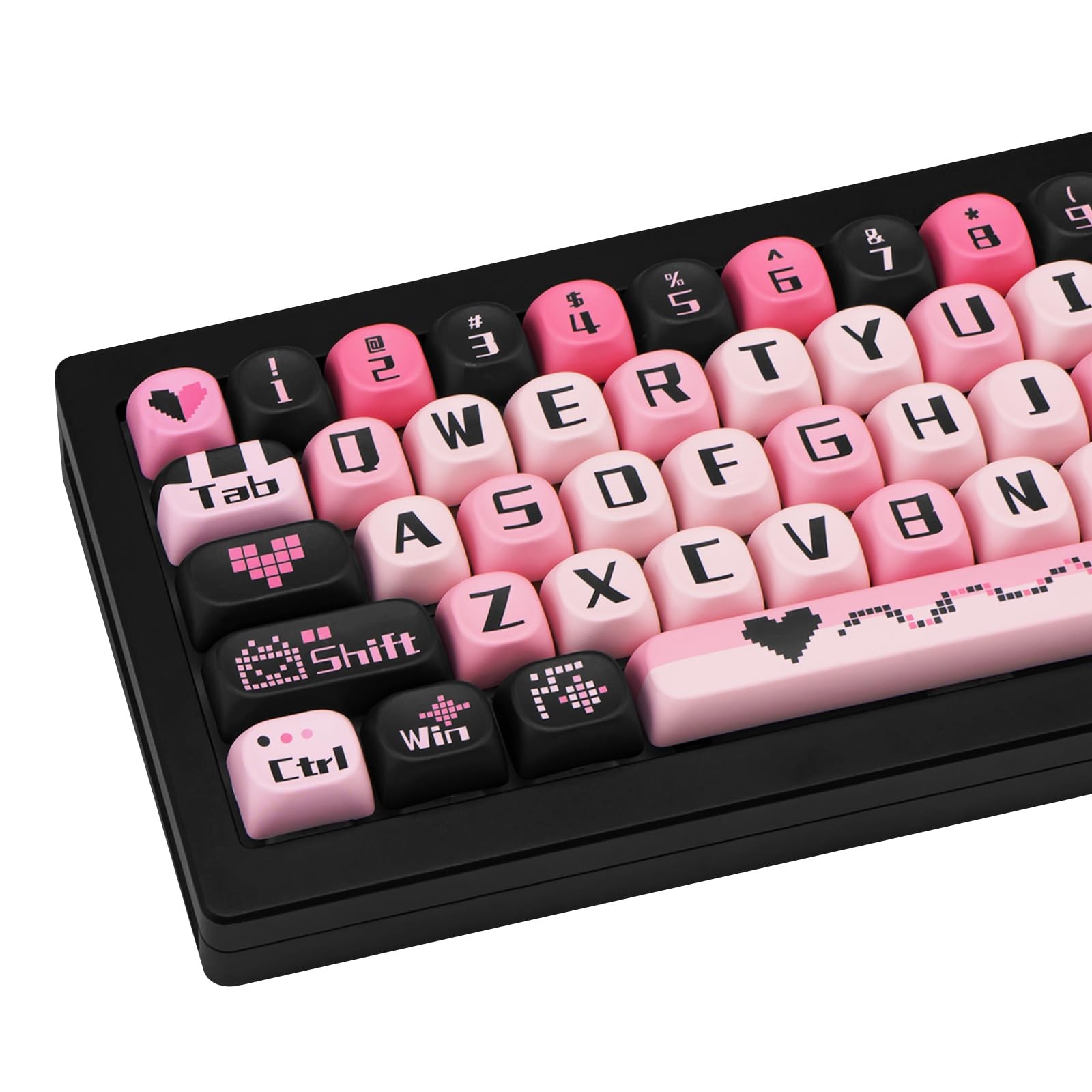 131 PCS PBT Keycaps Black Pink Love Cute Key Cap For Cherry MX Keyboard Set