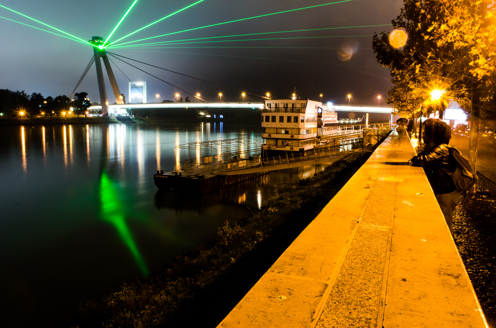 Landscape bratislava slovakia city night lights Custom Gaming Mat Desk