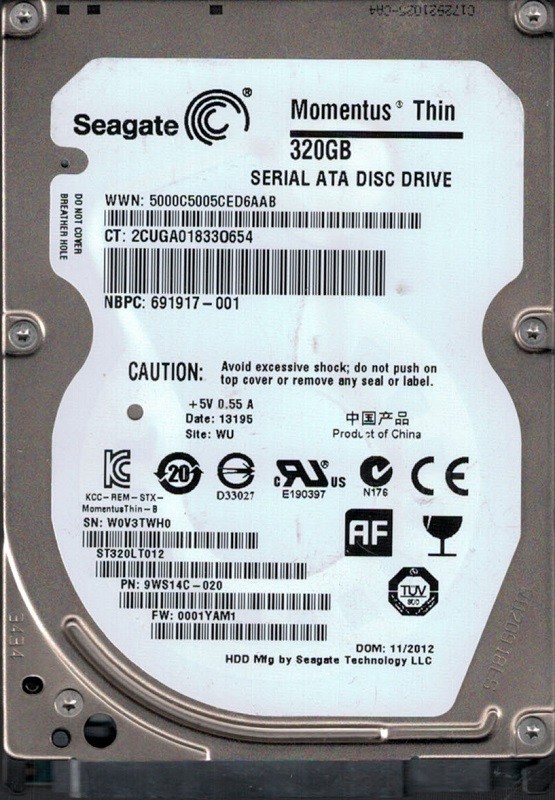 Seagate ST320LT012 P/N: 9WS14C-020 F/W: 0001YAM1 320GB WU W0V