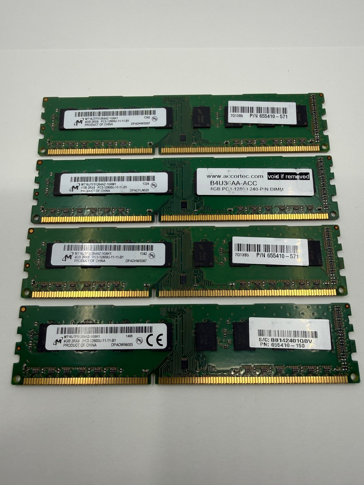 HP 655410-571 16GB (4x4GB) DDR3 1600 PC3-12800U Micron MT16JTF51264AZ Desktop