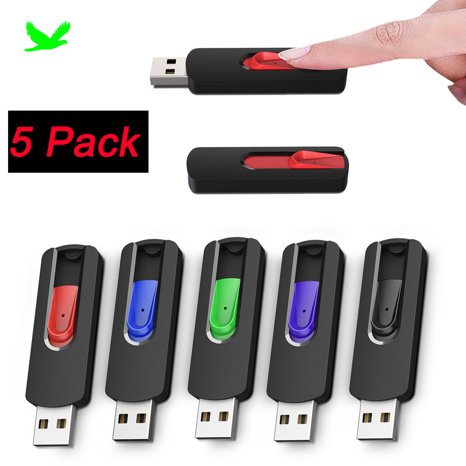 5 Pack 1GB 2GB 4GB 8GB 16GB 32GB USB 2.0 Flash Drive Memory Sticks Thumb Drive