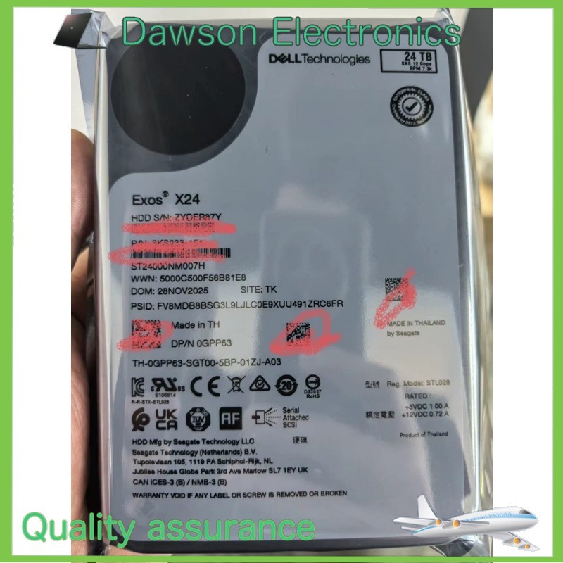 Dell 24TB SAS 7.2k 3.5" 12G New Pull HDD 0GPP63 ST24000NM007H Hard Drive GPP63