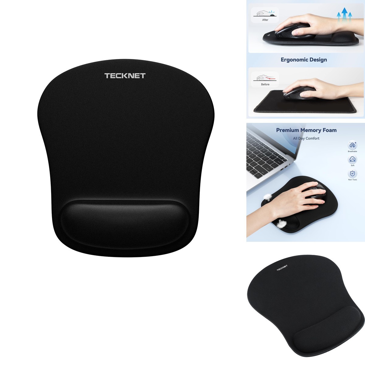 TECKNET Ergonomic Mouse Pad Wrist Support Black B013WW0B5G