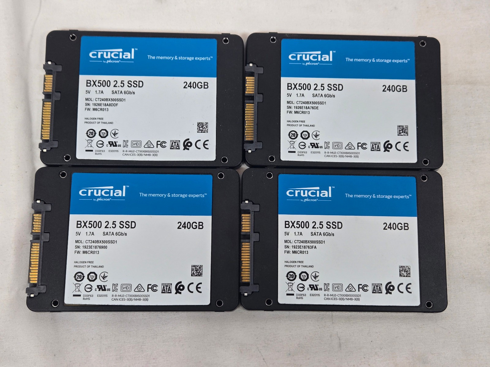 Lot of 4 Crucial BX500 240GB 2.5" Sata 6G/s SSD Internal Solid State Drive