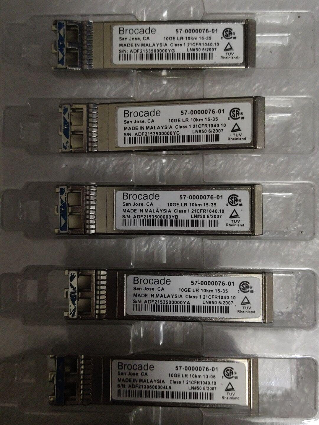 Lot of 5 Brocade 57-0000076-01 SFP+10G 1310nm 10GE-LR 10km Tranceiver