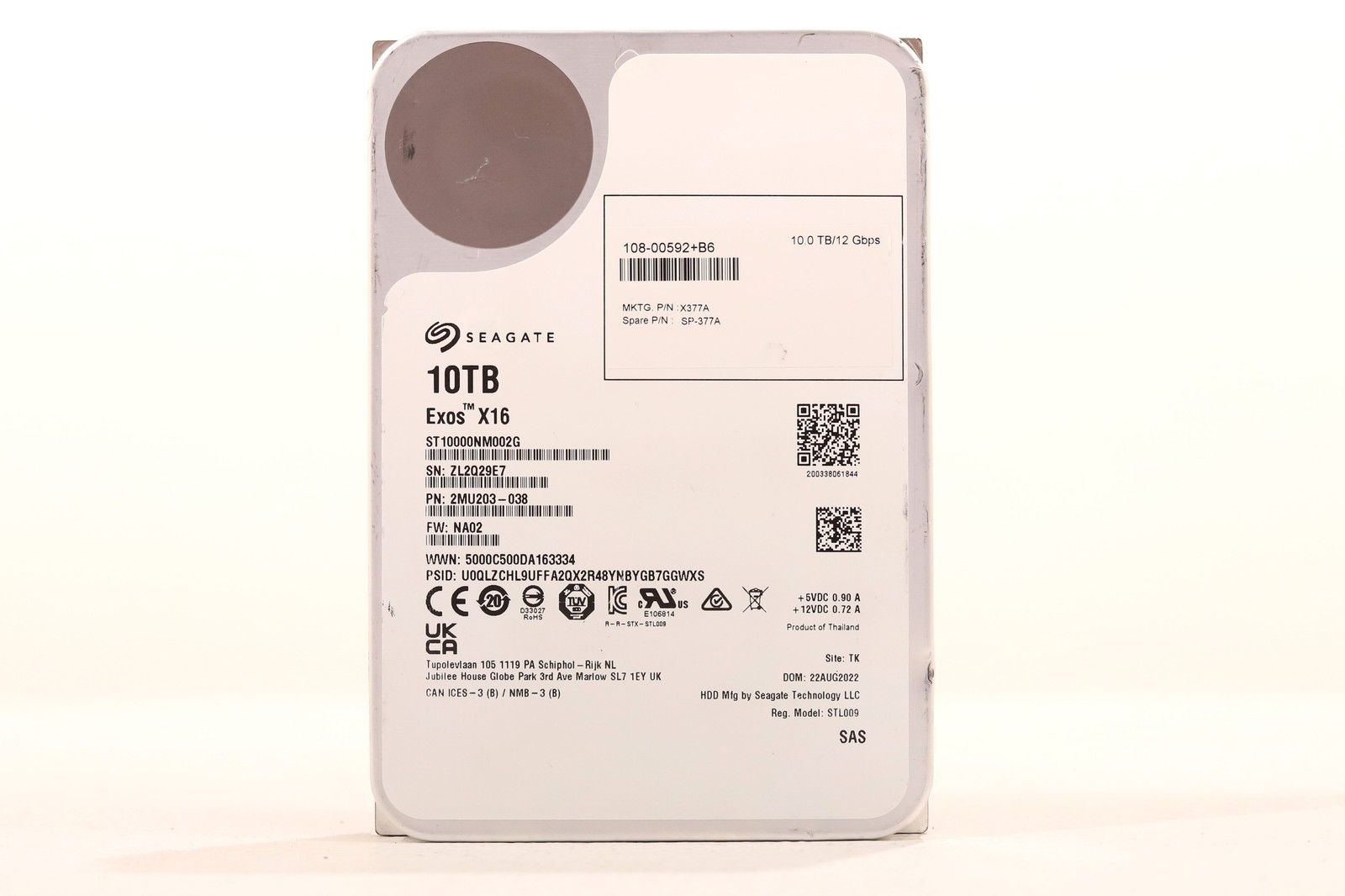 Seagate ST10000NM002G 10TB 3.5" 12Gb/s 256MB 7.2K RPM SAS P/N: SP-377A Tested