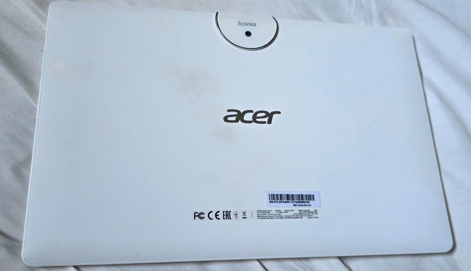 Acer Iconia One 10 Back Cover Housing White NT.LDPAA.001 For Acer Iconia