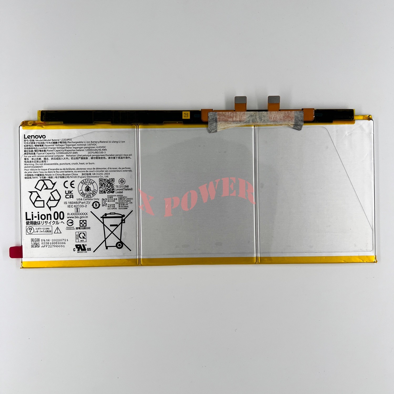Genuine L22D3P31 Battery For Lenovo Legion Y900 TB570FC Tablet 3.87V 46.4Wh