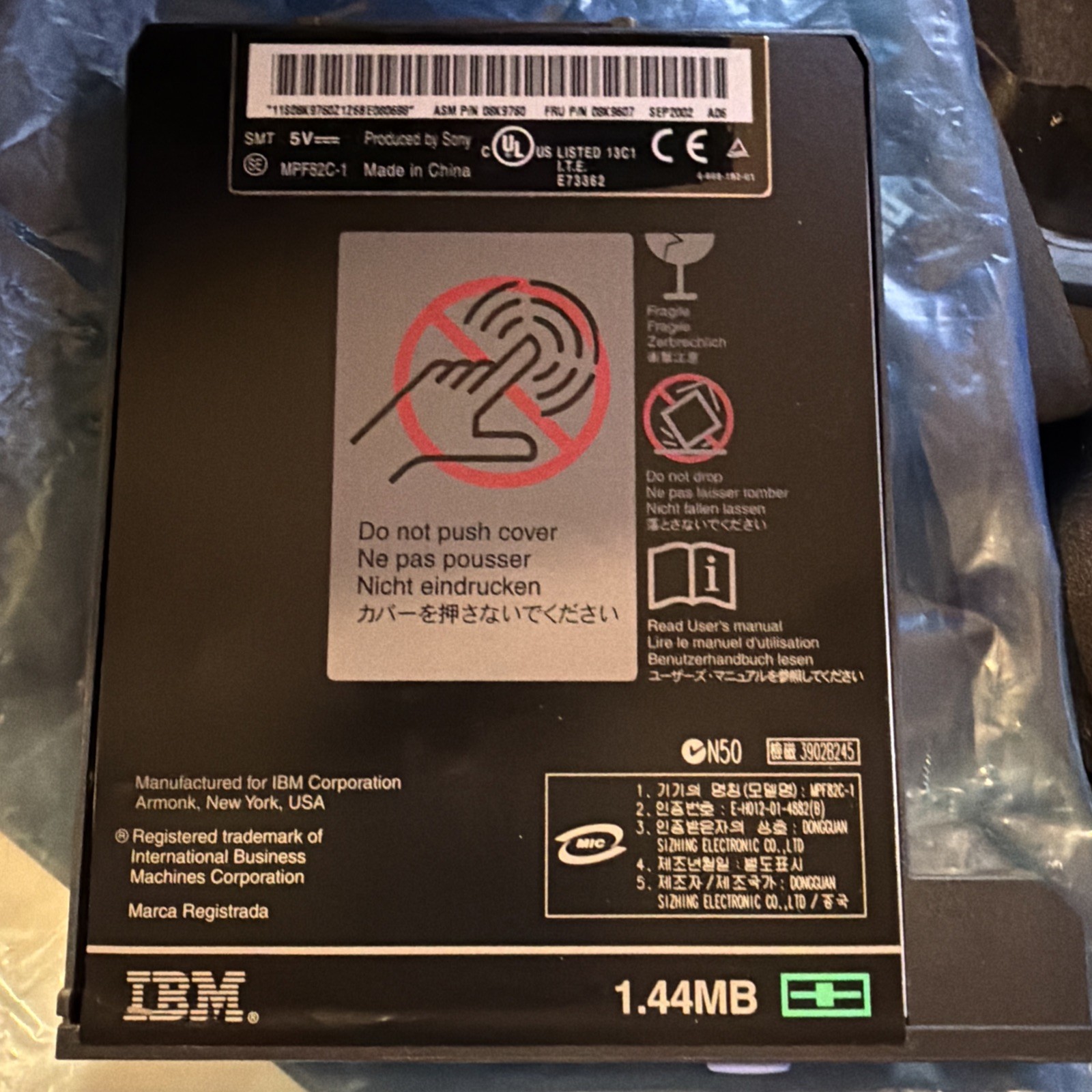 IBM ThinkPad Ultrabay 1.44MB Floppy Drive FRU 08K9607 Sony MPF82C-1
