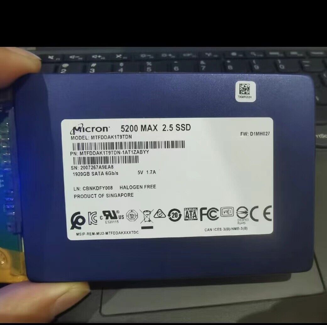 MICRON 1.92TB SSD 5200 MAX ATA 6Gb/s MTFDDAK1T9TDN VDC 1920GB D1MH027