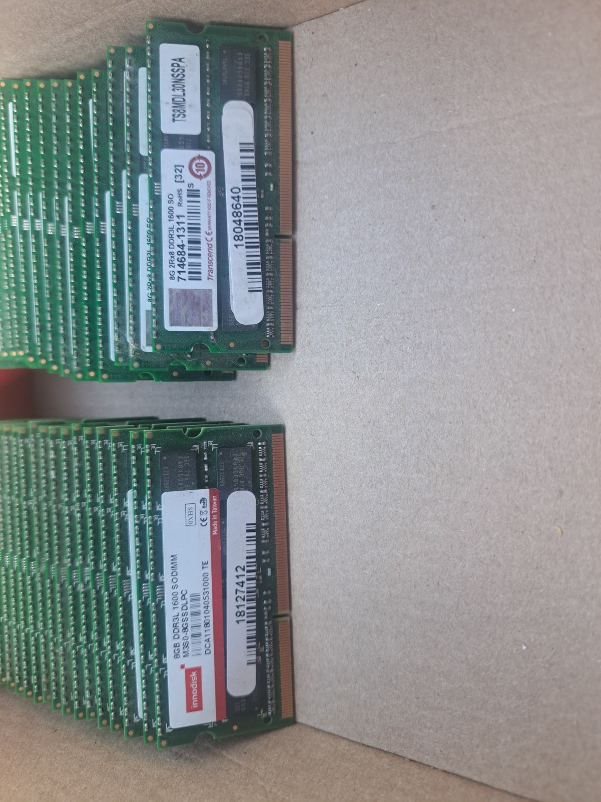 Lot of 34 8GB DDR3L 1600MHz Laptop RAM SODIMM  Innodisk Transcend