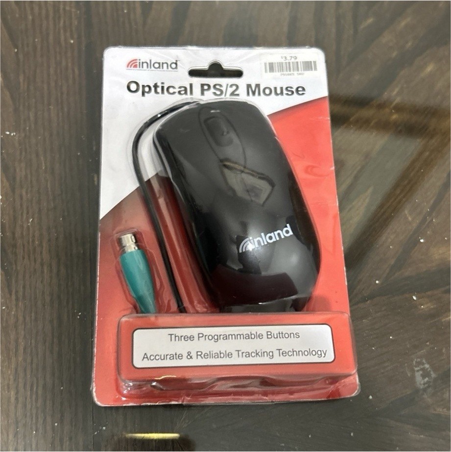 inland Optical PS/2 Mouse 800 DPI 3 Programmable Buttons Model 07003 Black