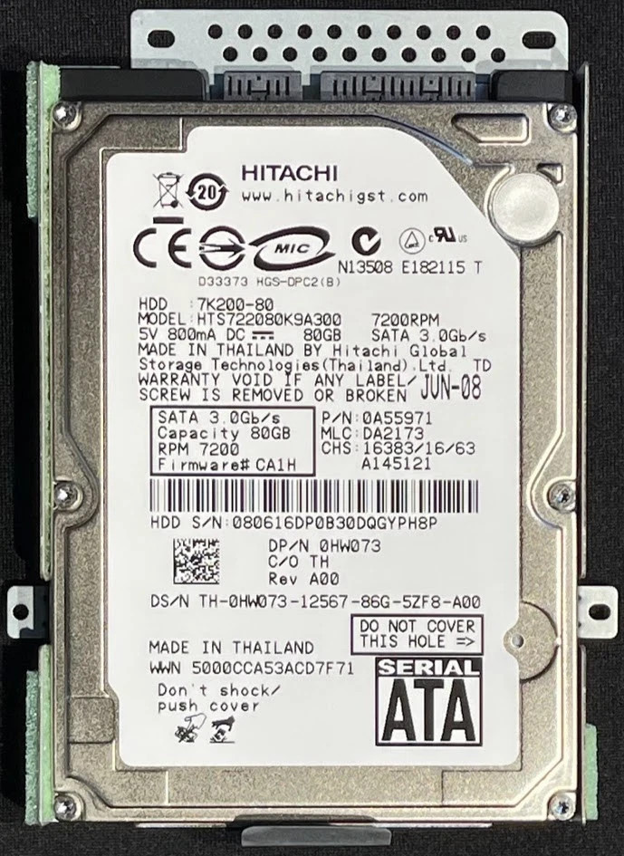 Hitachi HTS722080K9A300 80GB SATA II 2.5" 7200RPM Hard Drive A55971