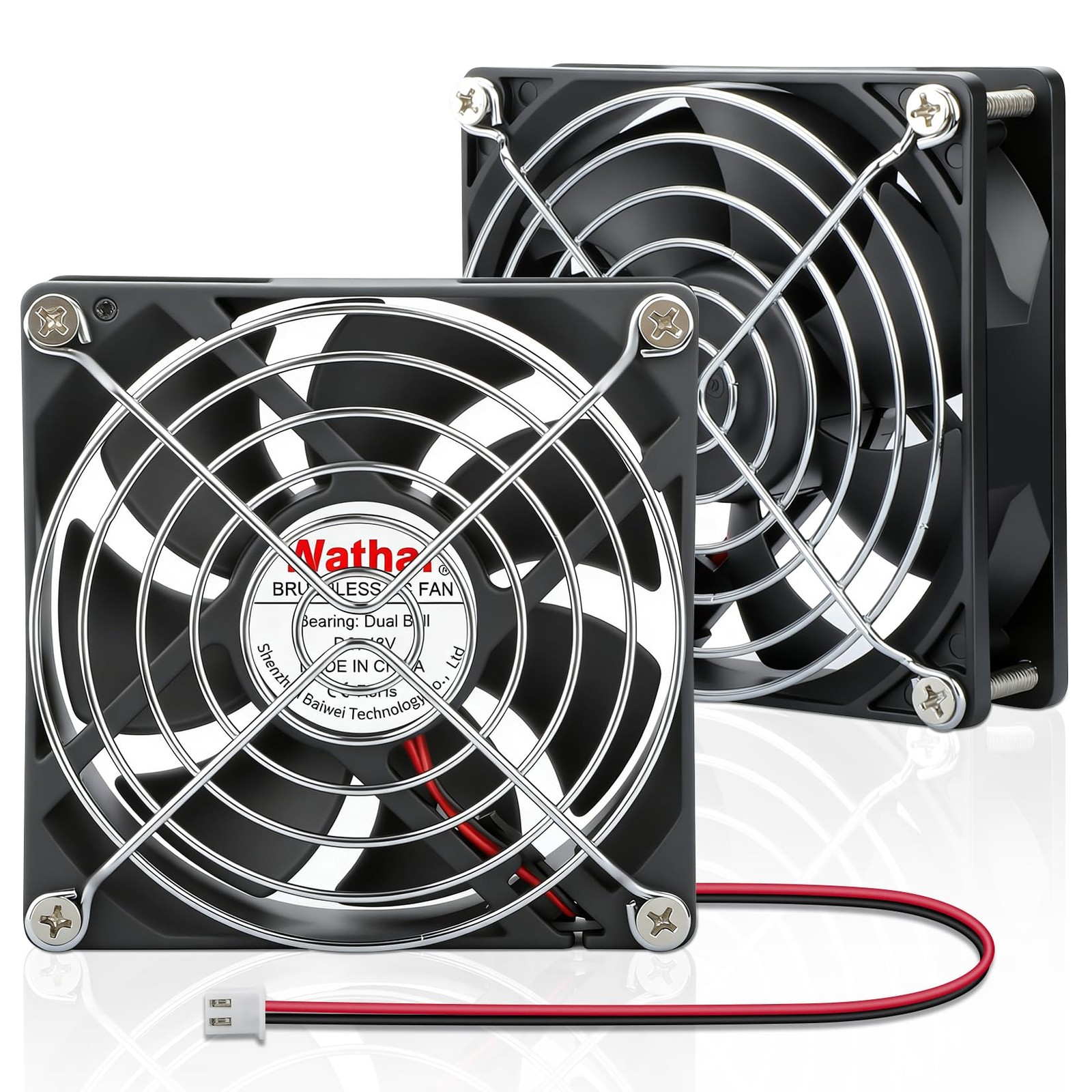 2PCS 9225 48V 92mm DC Brushless Cooling Fan 2 Pin 92x92x25mm
